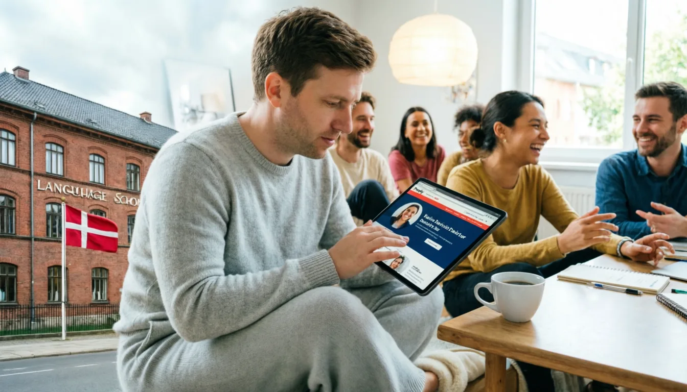 People practicing Danish conversation with a native tutor on a language platform